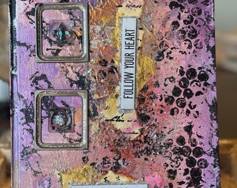 Follow Your Heart-Mixed Media Art Journal 7x9”-Lined Pages
