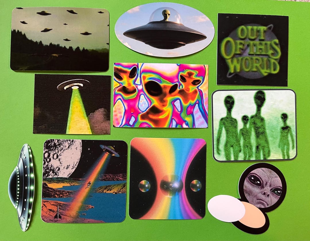 Vintage Ufo/alien Sticker Set! - Etsy