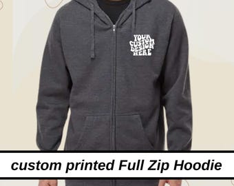 Custom Zipper Hoodie, Customized Picture Jacket, Custom Logo Printed, Business Team Logo Zipper Hoodie, Personalized Gifts, Full-Zip Hoodie