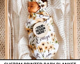Personalized Baby Blanket, Custom Blanket for Newborn, Baby Name Blanket, Nursery Swaddle Blanket, Baby Boy or Baby Girl Announcement