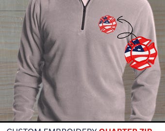Quarter Zip Sweatshirt, Custom Embroidered Company Logo Sweatshirt, Team Sweatshirt, Company Uniform, Gift for Collage