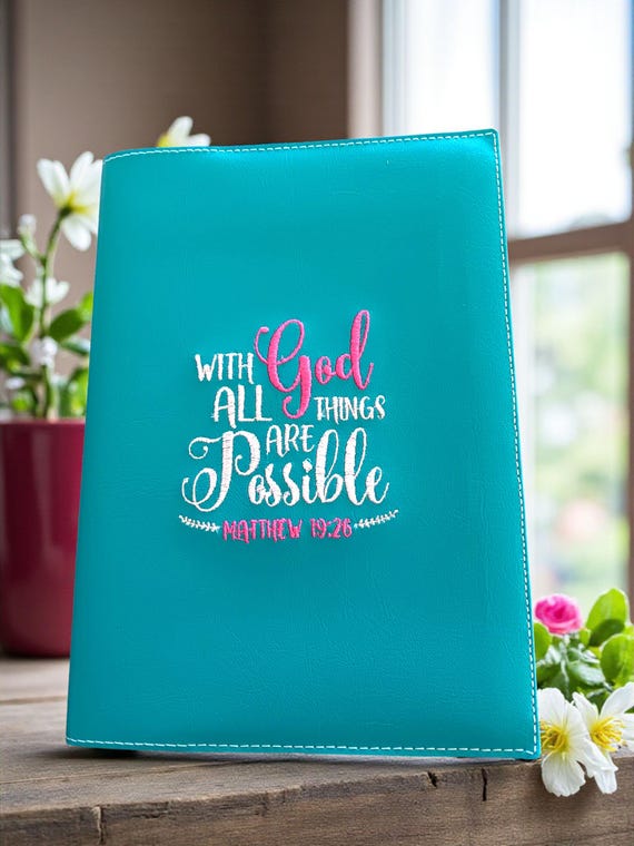 Embroidered Teal Faux Leather Bible Cover - Fits She Reads Truth Bible