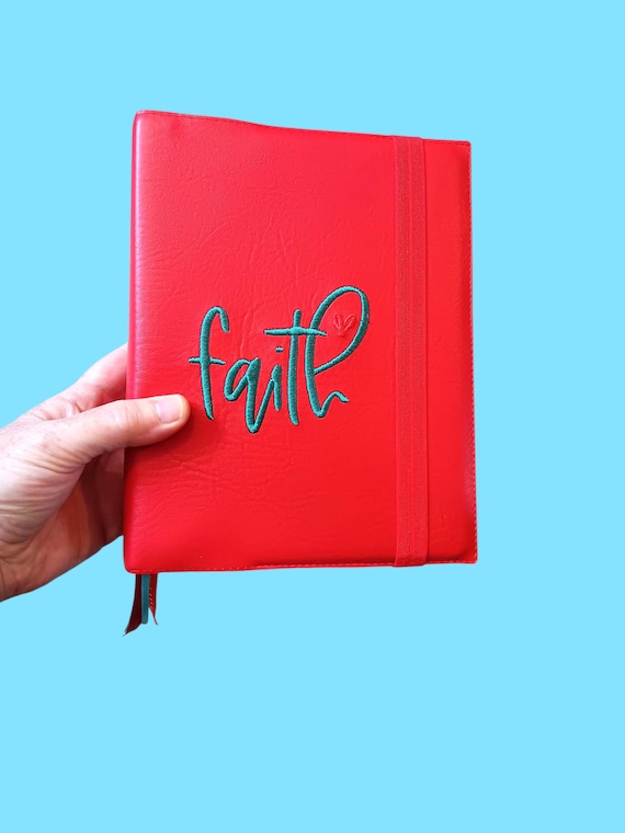 KJV Creative Journaling Bible With Pink Simulated Leather Slip Cover and Bible Journaling Supplies