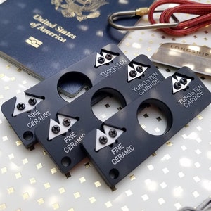 BLADE BARBER Ceramic and Tungsten, Pull Through Knife Sharpener, Aluminium Block, Rotatable Sharpening Heads