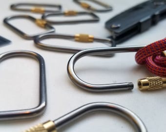 Titanium and Brass EDC Carabiners, Keychain, Keyring, Zip pull