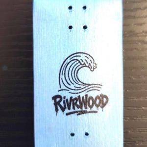 RivrWood "Wave" 34mm Fingeboard-Premium Handmade Wooden Deck- ProFingerboard Skateboard for Tech Tricks.
