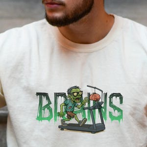 Zombie Chasing Brain Shirt, Funny Geek Hoodie or Sweatshirt, Cute Horror Unisex Top, Brain Lover Gift, Nerdy Gamer Apparel