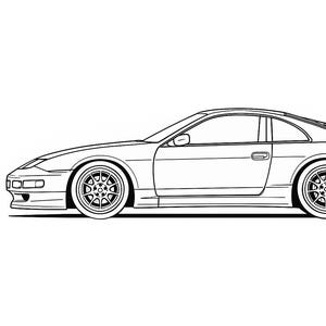Nissan 300zx Side View Instant Download SVG DXG Drawing Line Art