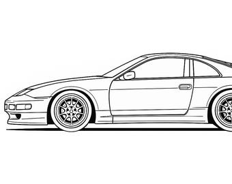 Nissan 300zx Side View Instant Download SVG DXG Drawing Line Art