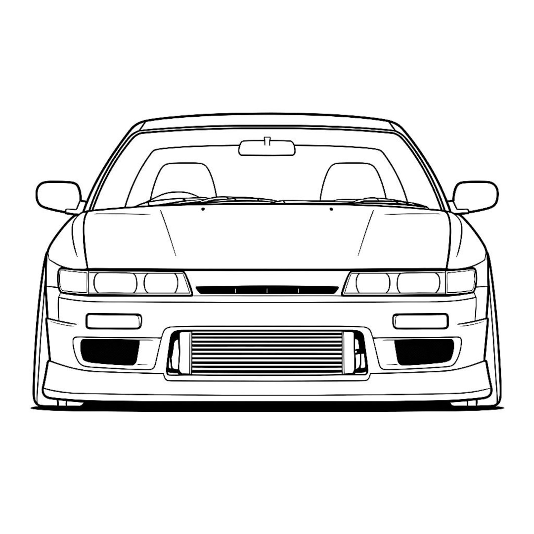 Nissan Silvia S13 Front View SVG DXF Digital Download Drawing Line