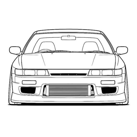Nissan Silvia S13 Front View SVG DXF Digital Download Drawing Line