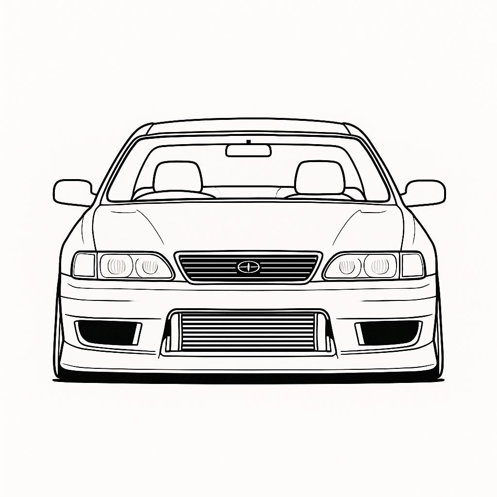 【カタログ】TOYOTA ARISTO Toyota Aristo JZS147 Front View SVG DXF Digital Download Drawing