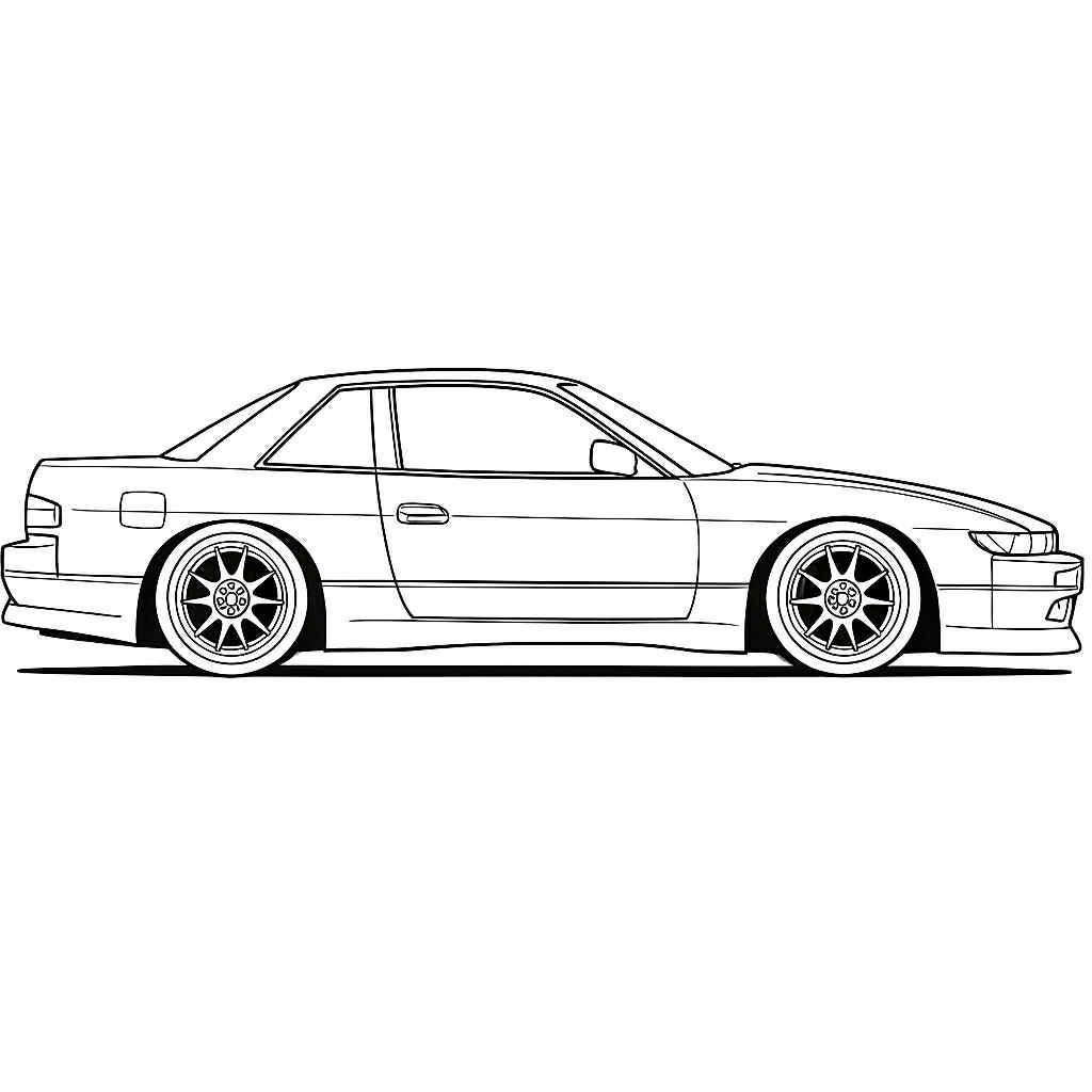 Nissan Silvia S13 Side View SVG DXF Digital Download Drawing Line