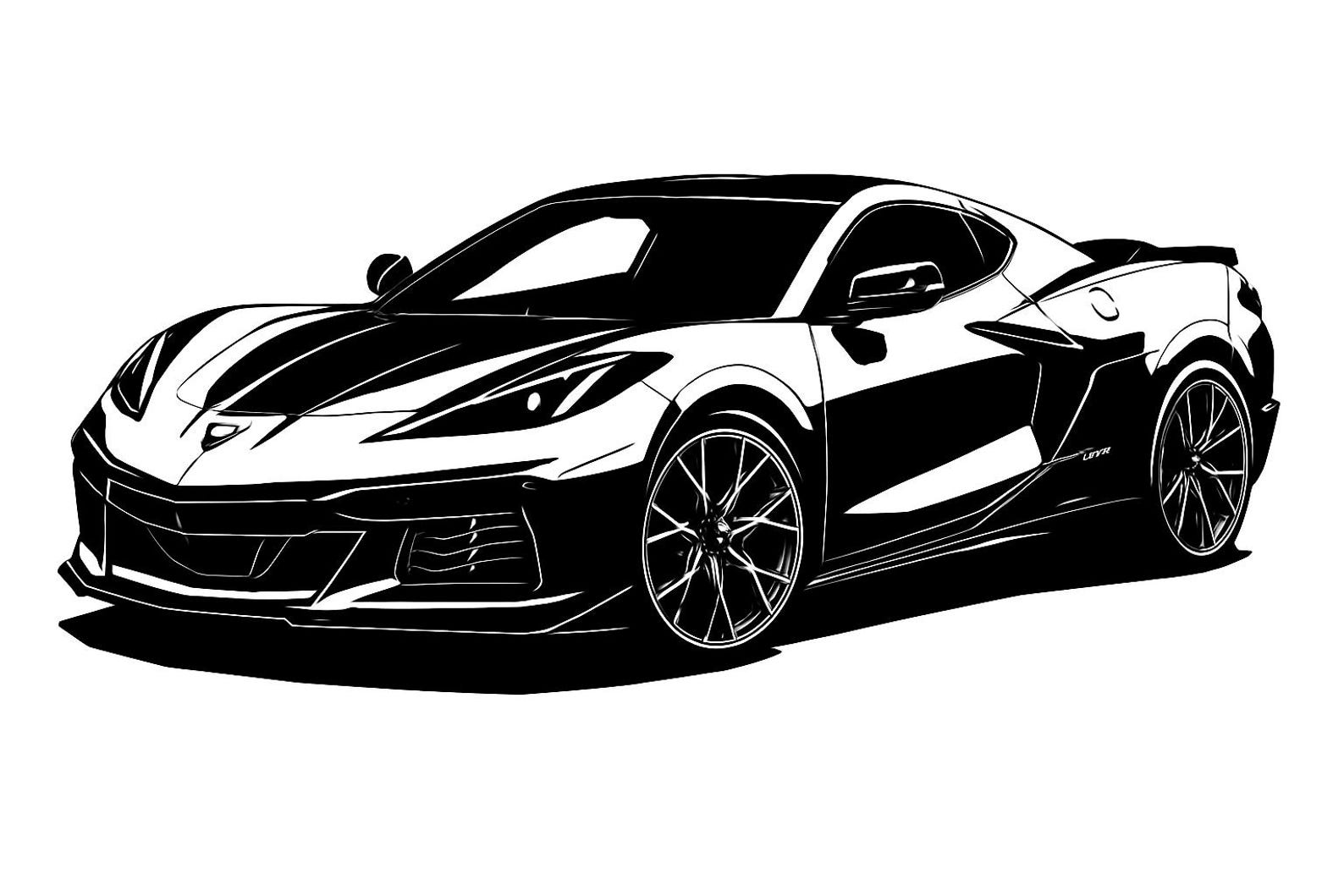 Corvette 2025 ZR1 Svg Dxf Pdf File Digital Download Drawing Line Art - Etsy