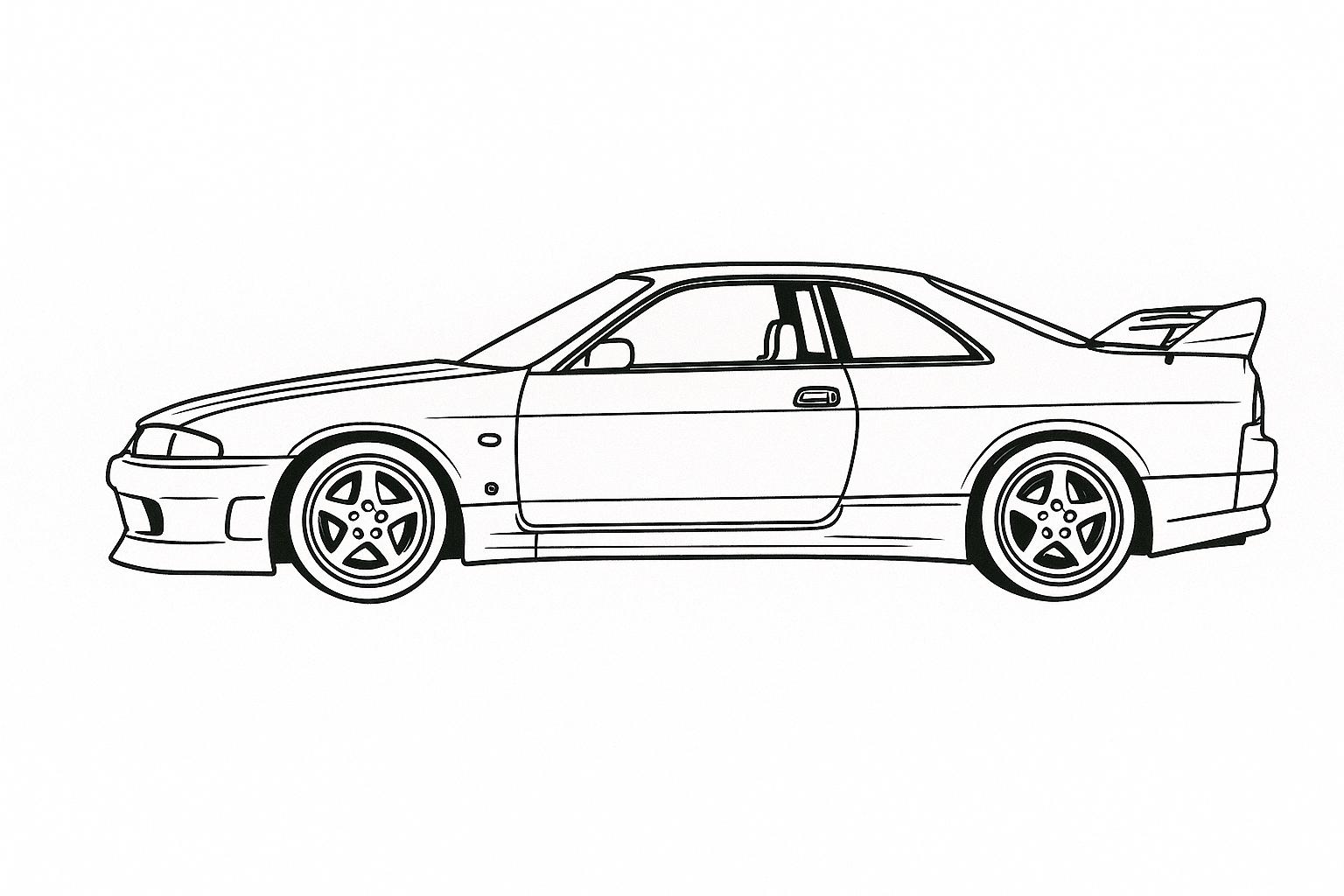 Nissan Skyline R33 Side View SVG DXF Digital Download Drawing Line