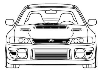 Subaru WRX STI Widok z przodu svg dxf cyfrowe pobieranie rysunek linia sztuka jdm