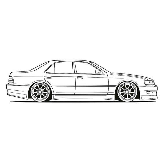 Toyota Aristo JZS147 Side View SVG DXF Digital Download Drawing
