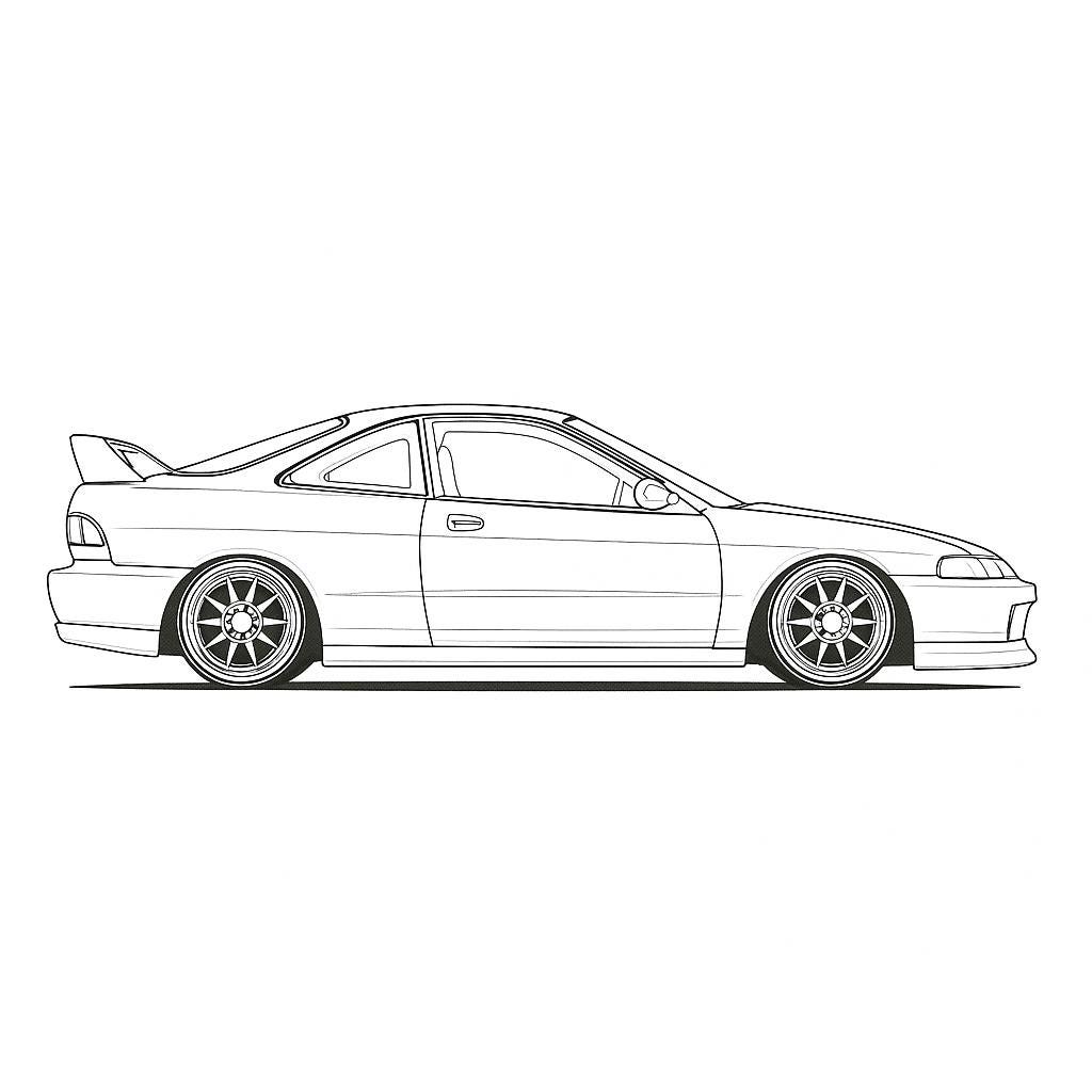Honda Integra DC2 Side View SVG DXF Digital Download Drawing Line