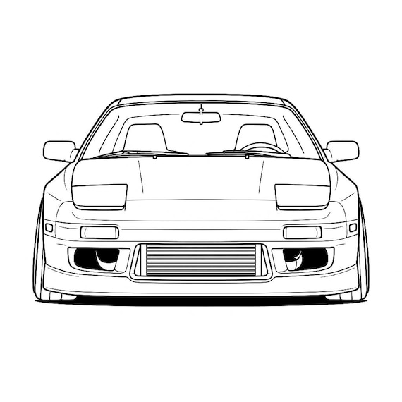 マツダ RX7 FC フロントビュー SVG DXF デジタルダウンロード 線画 JDM