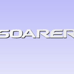 May include: The word "SOARER" in a white, 3D, sans-serif font with a subtle shadow effect. The text is centered on a light purple to blue gradient background.