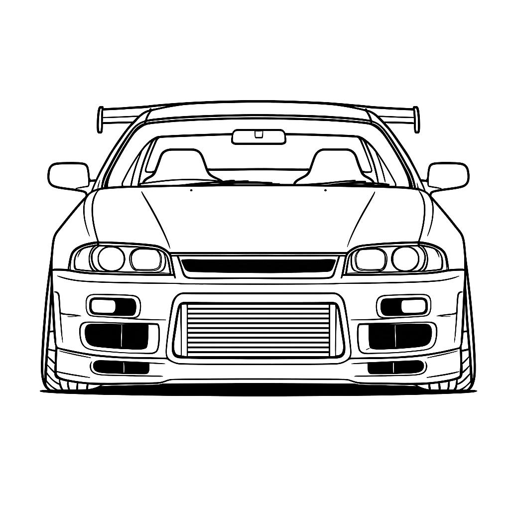 Nissan Skyline R33 Front View SVG DXF Digital Download Drawing
