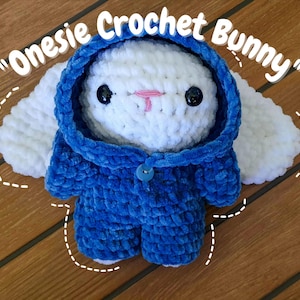 Onesie gehaakt konijntje, amigurumi knuffel, knuffeldier, aangepast speelgoed, cadeau voor babyshower, aanpasbaar, handgemaakt