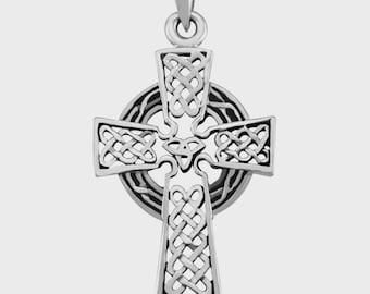 Colgante de cruz celta de plata de ley: regalo de joyería religiosa y espiritual.