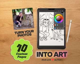 Libros para colorear personalizados basados en tus fotos / 10 páginas personalizadas / Descarga digital