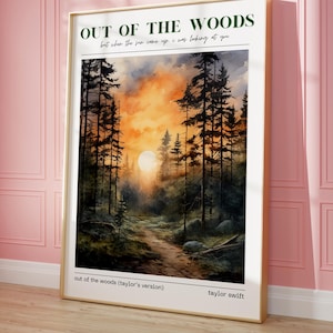 Watercolor Aesthetic Out Of The Woods Taylor Lyrics 1989 Album Digital Print, Swift Wall Art, Swift Eras Printable Decor, Dorm Decor