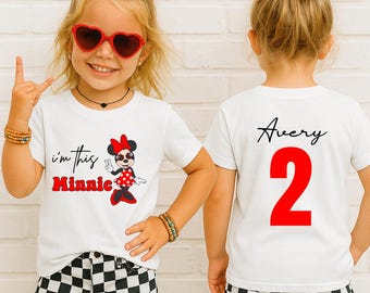 Custom I'm This Minnie 2nd Birthday Girl T-Shirt, Personalized Red Birthday Disney Trip Tee