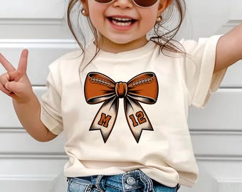 Custom Kids Initials Baseball Coquette Bow Shirt, Matching Personalized Game Day Tee for Kids