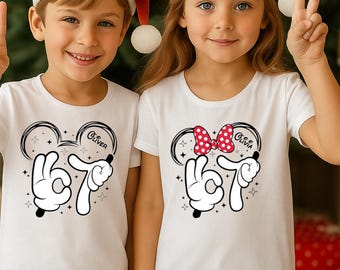 Funny Mickey Friends 6 7 Christmas Shirt, Custom Kids & Toddler Tee, Mickey Minnie 6 7 Meme Sweatshirt