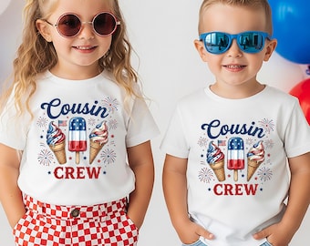 Cousin Crew 4th Of July Shirt, Independence Day Boys And Girls Tee, Ice Cream Kids Tee, Patriotic Kids Gift
