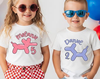 Camiseta personalizada con globo de cumpleaños, camiseta con nombre personalizado, camiseta con globo a juego para perro