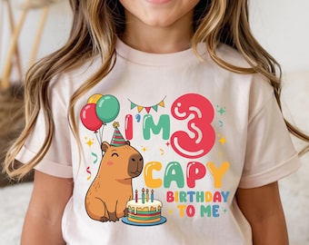 Custom Capybara Birthday Shirt, Cute Capybara Birth day Girl Tee, Personalized Bday Outfit