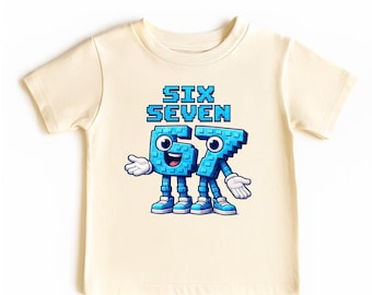 Funny 67 Six Seven Meme Shirt for Kids, 6-7 Gamer Tee, Pixel Retro Video Game Graphic T-Shirt, Viral Meme Birthday Gift