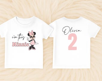 I'm This Many Minnie Birthday Shirt, 2nd Birthday Girl Tee, Minnie Mouse Birthday Party Shirt, Disney Trip Princess T-Shirt