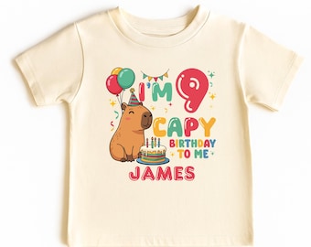 Personalized Capybara Birthday Youth Tee, Kids Party Shirt
