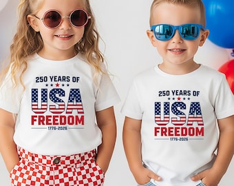Camiseta patriótica infantil: Celebración del 250 aniversario de EE. UU.