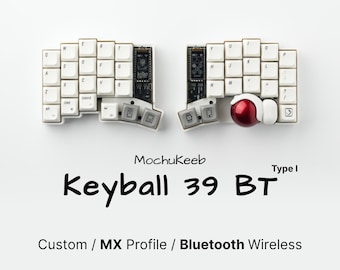 すぐに使えるワイヤレスキーボール、トラックボール付き / 分割