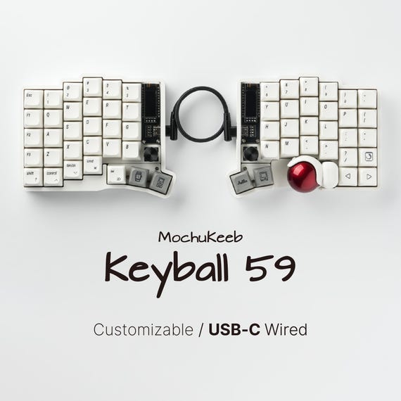 Custom Keyball 59 Ergonomic Split Keyboard: Hot-swap MX, Built-in
