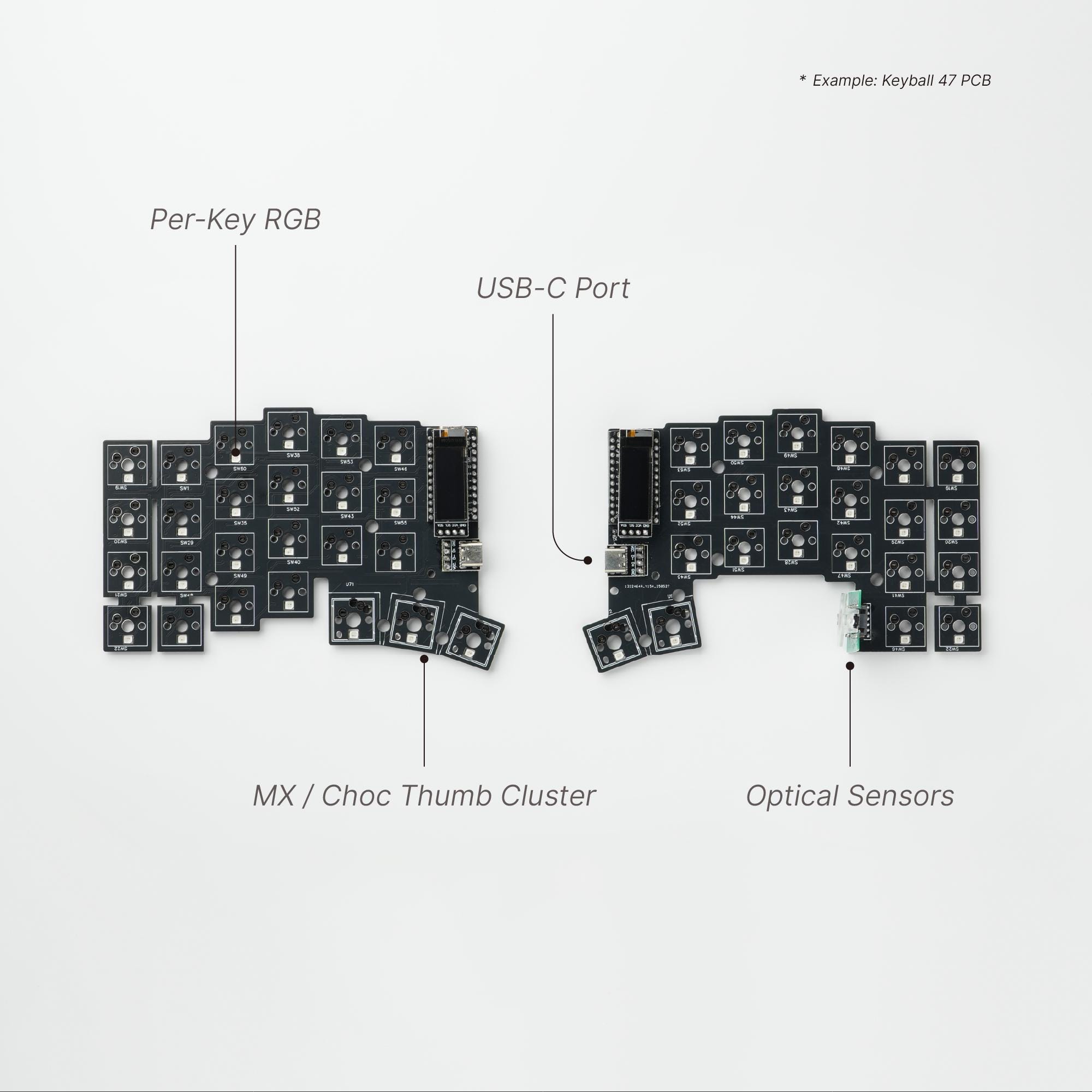 Custom Keyball 39 Ergonomic Split Keyboard: Hot-swap MX, Built-in