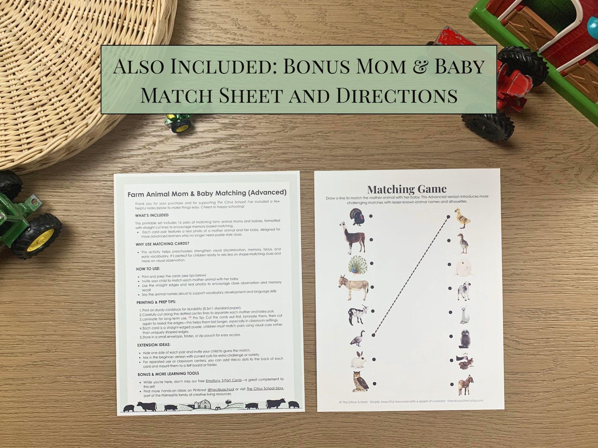 Mom & Baby Farm Animal Matching Game · Montessori Farm Animal Activity ...