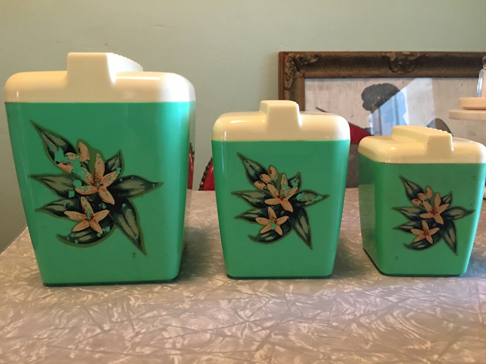 Vintage Burroughs Burrite 3 Green Plastic Canisters Etsy