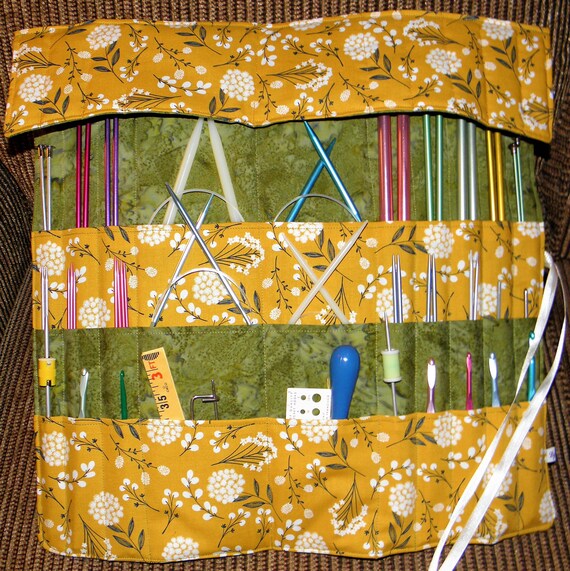 Gift for Her Free Shipping Ready to Ship KnitCrochet Needle Storage 30 Pockets Knitting Needle Organizer Knitting Needle Case