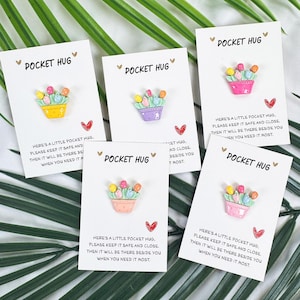 Personalized Colorful flower Encouragement Cards,Pocket Squeeze Hug,Pocket Hug Heart,Back to School Gift,Crochet Hug Gift,Missing You Gift