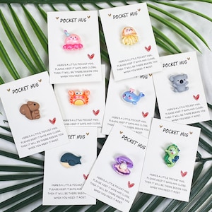 Personalized Undersea Animal Encouragement Cards,Pocket Squeeze Hug,Pocket Hug Heart,Back to School Gift,Crochet Hug Gift,Missing You Gift