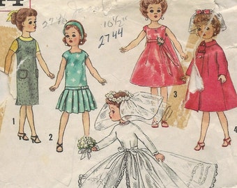 vintage Simplicity 2744 Doll Clothes PDF Pattern pour 10 1/2 pouces poupées vintage telles que Miss Revlon, Jill, Miss Ginger et Coty Doll