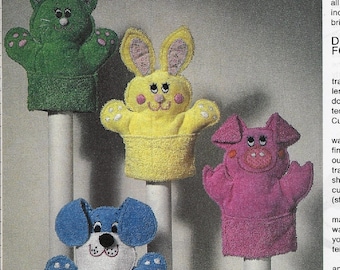 Washcloth Puppets Dog, Rabbit, Pig, Cat PDF Patterns