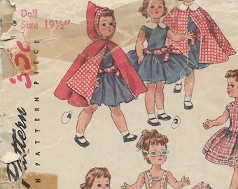 Vintage Sewing Pattern for 19-1/2" Dolls Suitable for Toni Walker Doll